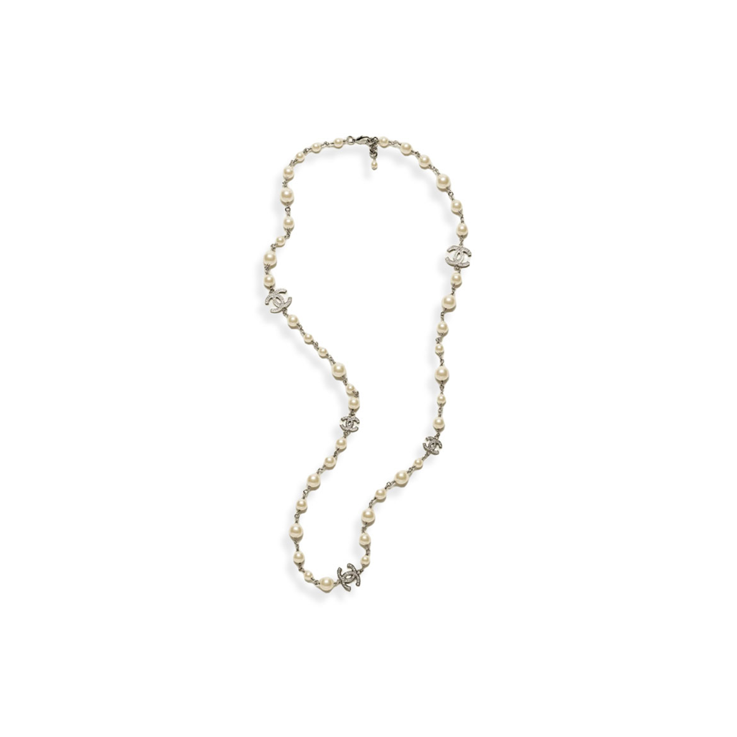 CHANEL PEARLS AND CC RHINESTONES LONG NECKLACE A36121